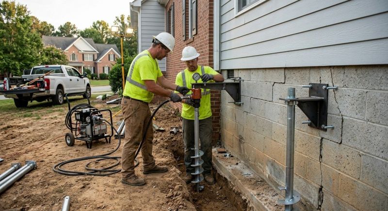 Helical Piers Installation in Roanoke, VA